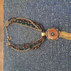 Chico's Multi Strand Tassel Statement Pendant Necklace